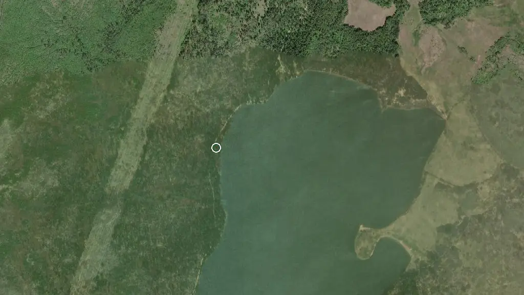 Aerial view of Niskonlith Lake Campground and surroundings