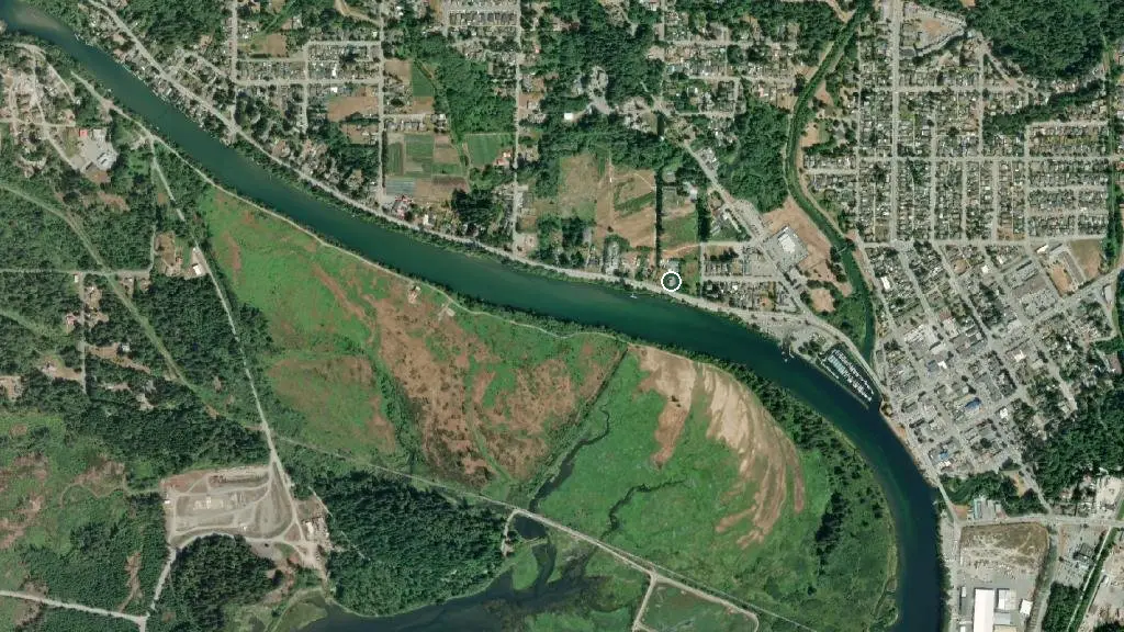 Aerial view of Somass Motel and surroundings