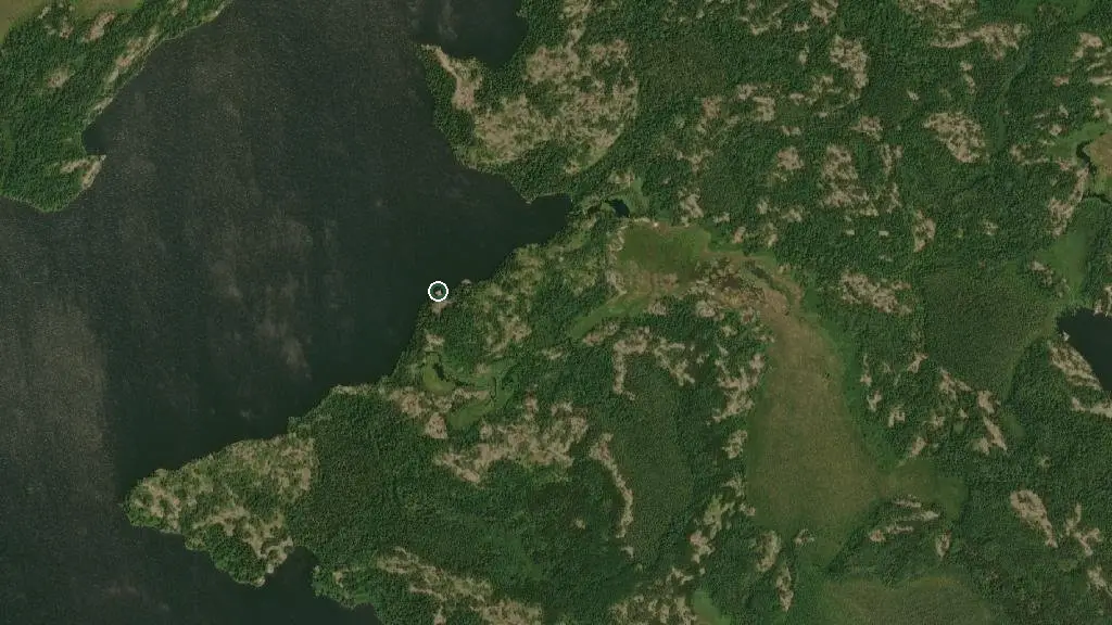 Aerial view of Cabin Lake Campsite and surroundings