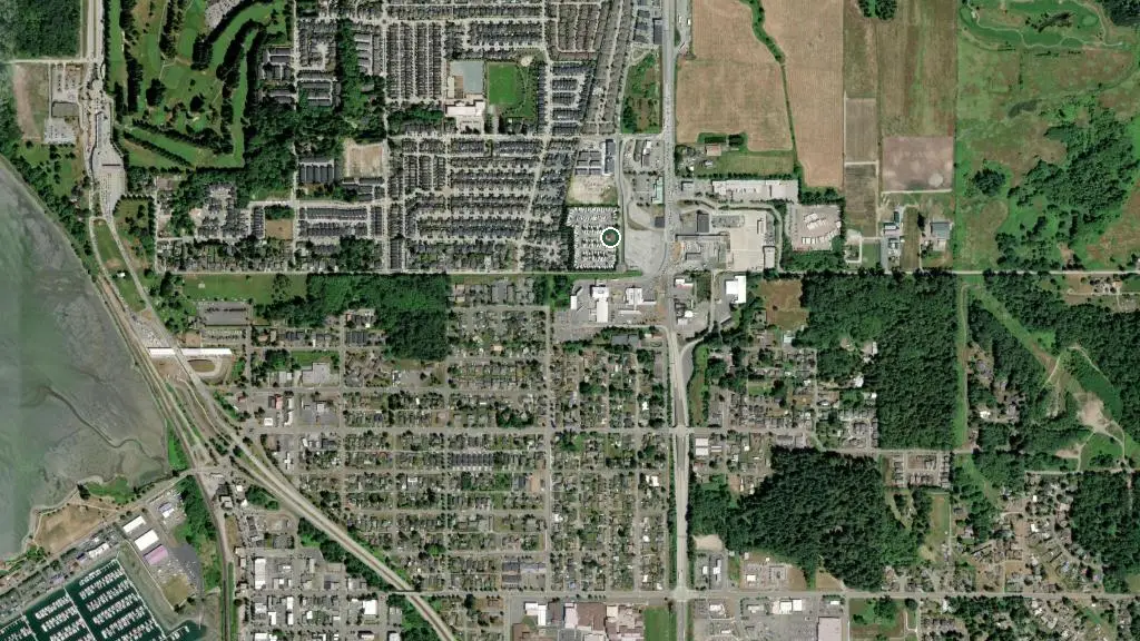 Aerial view of Pacific Border RV Park and surroundings