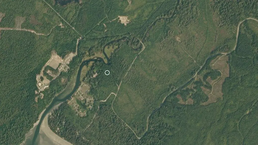 Aerial view of Pachena Bay Campground and surroundings