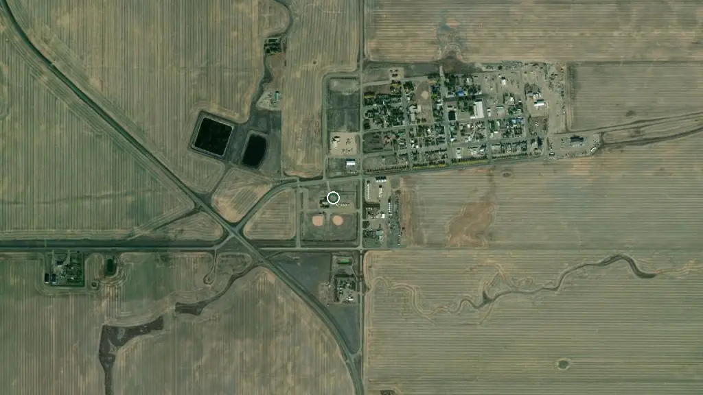 Aerial view of Acadia Valley Ball Park  Campground and surroundings