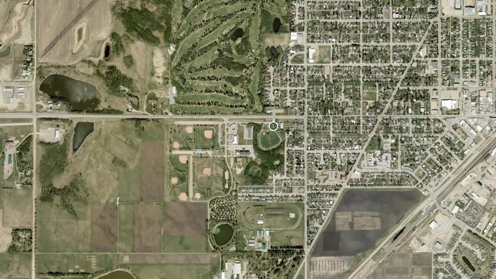 Aerial view of Michener Park and surroundings
