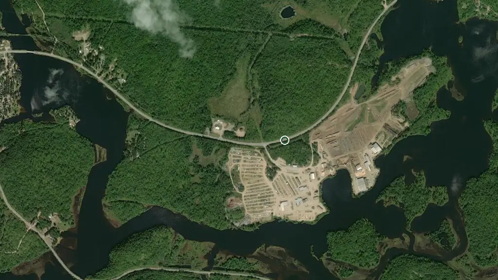 Aerial view of Riverland Camp & Outfitters and surroundings