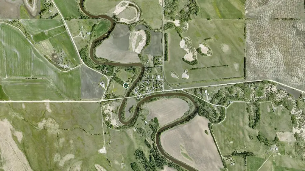 Aerial view of Markerville campground and surroundings