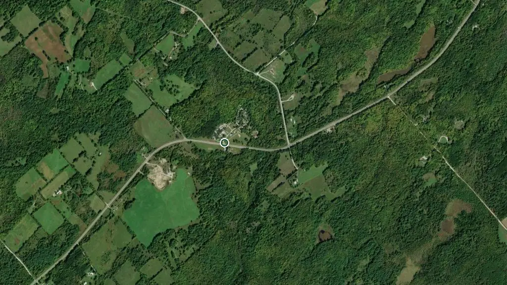 Aerial view of Paul’s Creek Camping Ltd. and surroundings