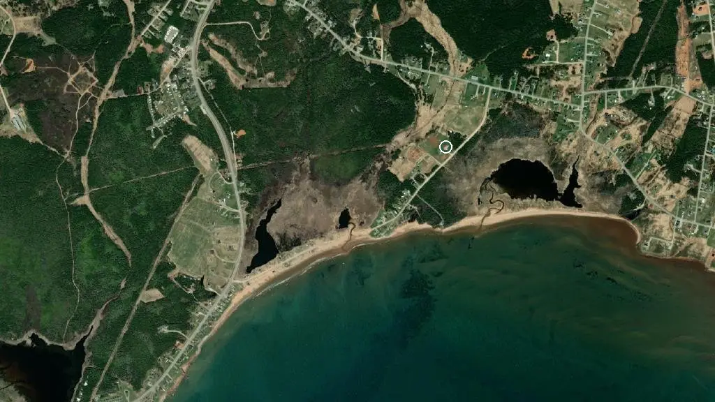 Aerial view of Baie du Bonheur and surroundings