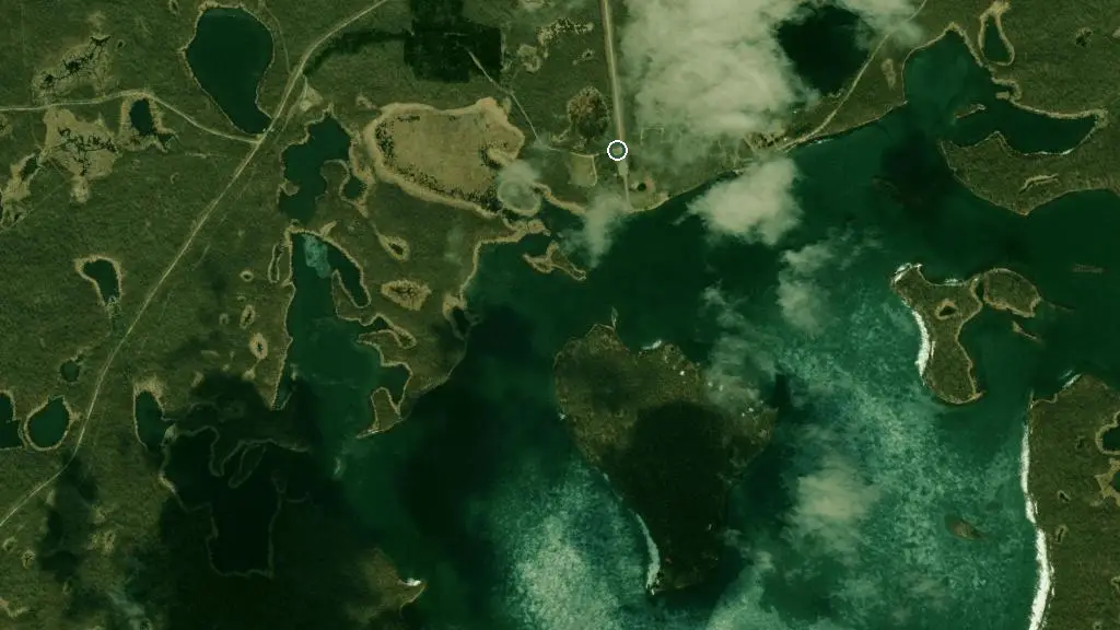 Aerial view of Turtle Mountain Provincial Park - Max Lake Campground and surroundings