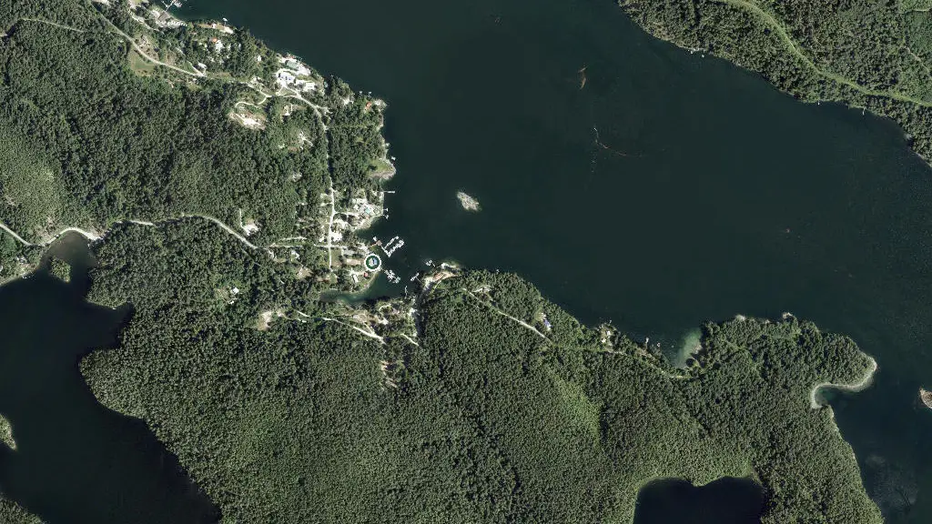 Aerial view of Bathgate General Store Resort & Marina and surroundings