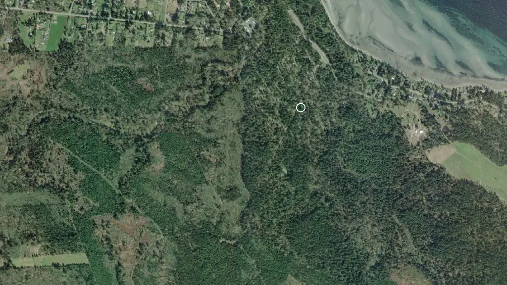 Aerial view of Miracle Beach Provincial Park and surroundings