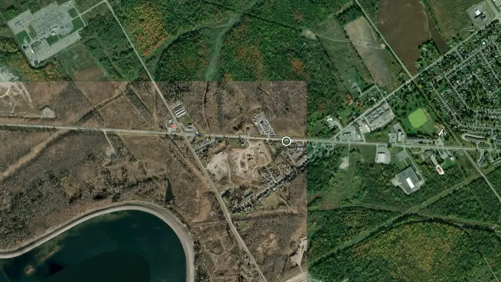 Aerial view of Maples RV Park and surroundings