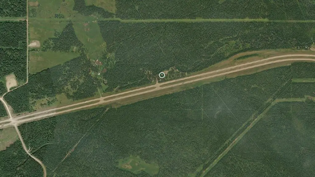 Aerial view of Hornbeck Creek Provincial Recreation Area and surroundings