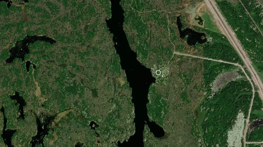 Aerial view of French River – Daiva RV Resorts and surroundings