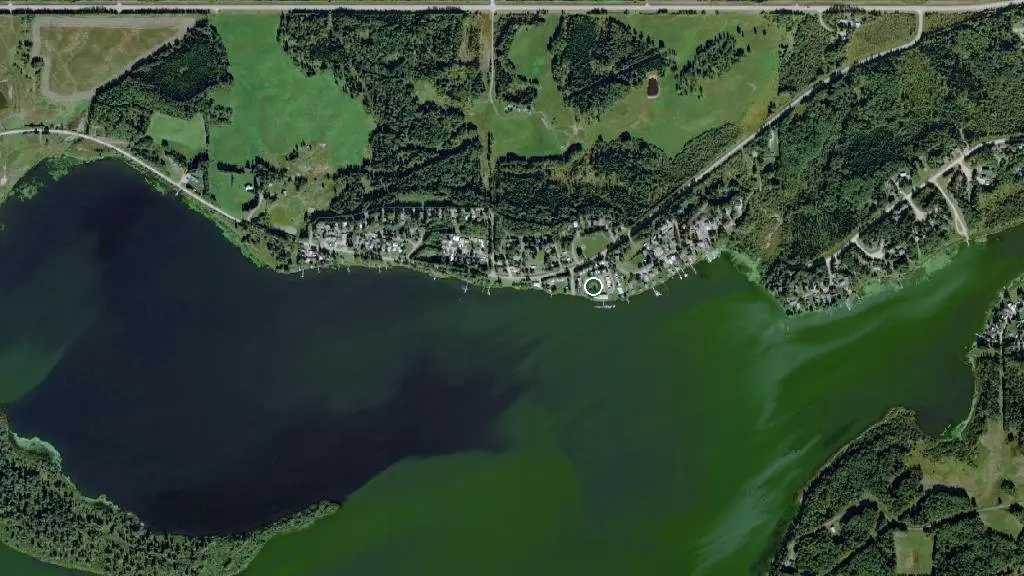 Aerial view of GCCA Lake Isle Campground and surroundings
