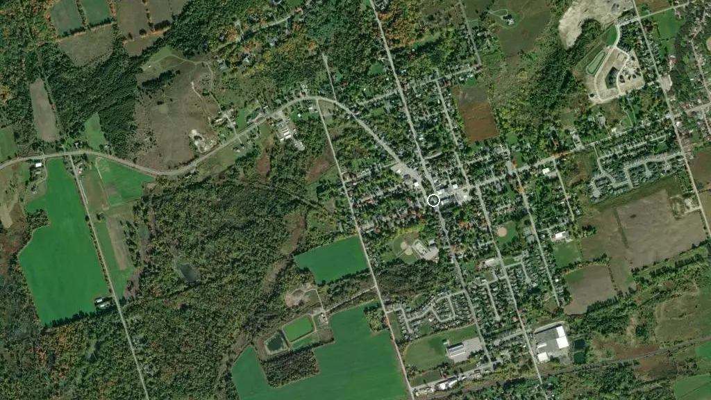 Aerial view of Salem Woods Trailer Park and surroundings