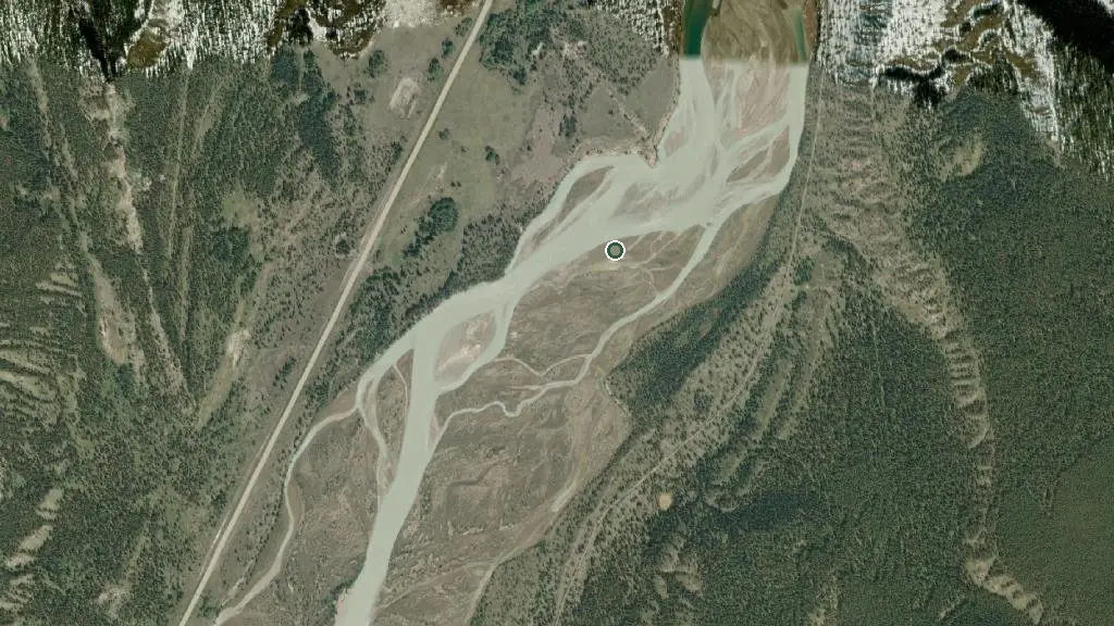 Aerial view of Kootenay Plains Ecological Reserve and surroundings