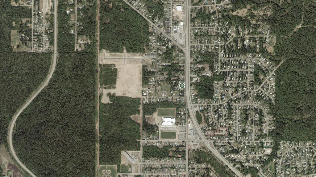 Aerial view of Hartway RV Park and surroundings