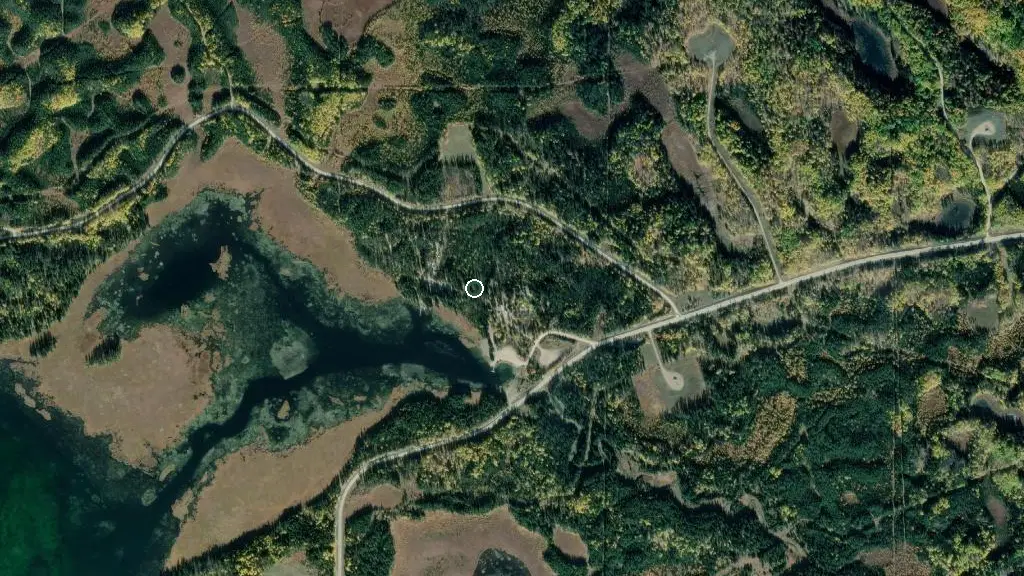 Aerial view of Burnstick Lake Campground and surroundings