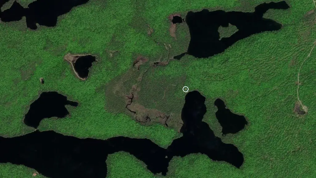 Aerial view of Norm's Cabin and surroundings
