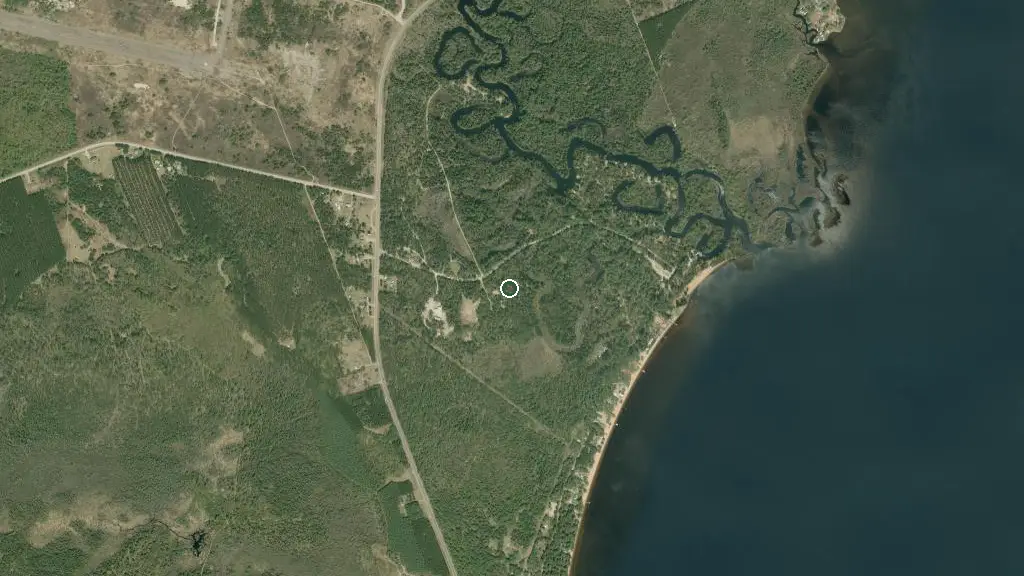 Aerial view of Bonnechere Provincial Park - Sandy Flats Campground and surroundings