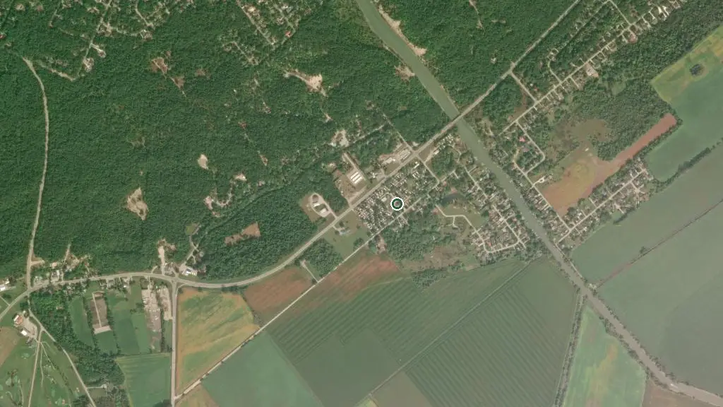 Aerial view of Pinehurst Trailer Park and surroundings