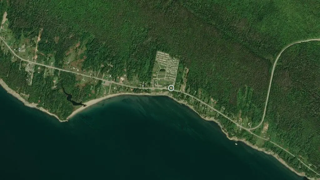 Aerial view of Camping Baie de Gaspé and surroundings