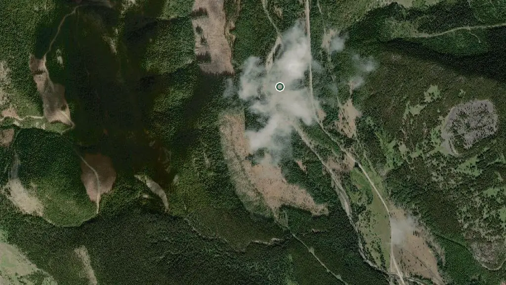 Aerial view of Livingstone Falls Provincial Recreation Area and surroundings